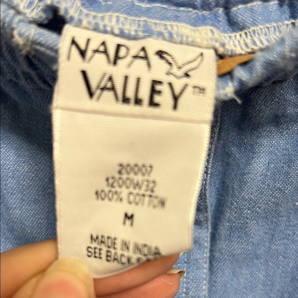 Napa Valley Vintage Denim Blue Midi Skirt Pink Plaid Patchwork Accents Buttons M - Picture 2 of 8